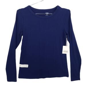 Ana Shirt Womens Extra Small Blue Long Sleeve Round Neck Casual Pullover Top